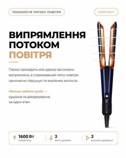Стайлер-випрямляч для волосся з кейсом Airstrait HT01 Prussian Blue/Rich Copper id_3770 фото