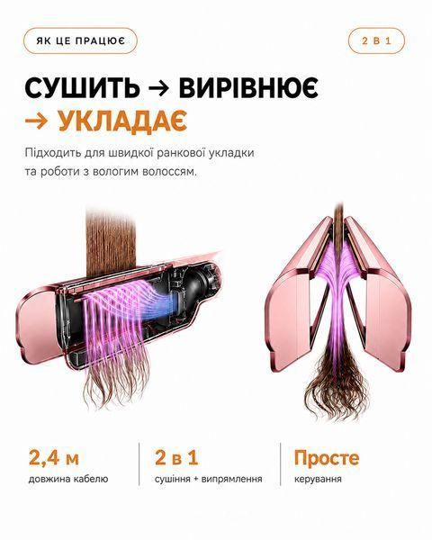 Стайлер-выпрямитель для волос с кейсом Airstrait HT01 Strawberry Bronze/Blush Pink id_3769 фото