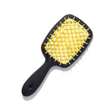 Щетка для волос Hollow Comb Superbrush Plus Black-Yellow с покрытием Soft Touch id_3038 фото