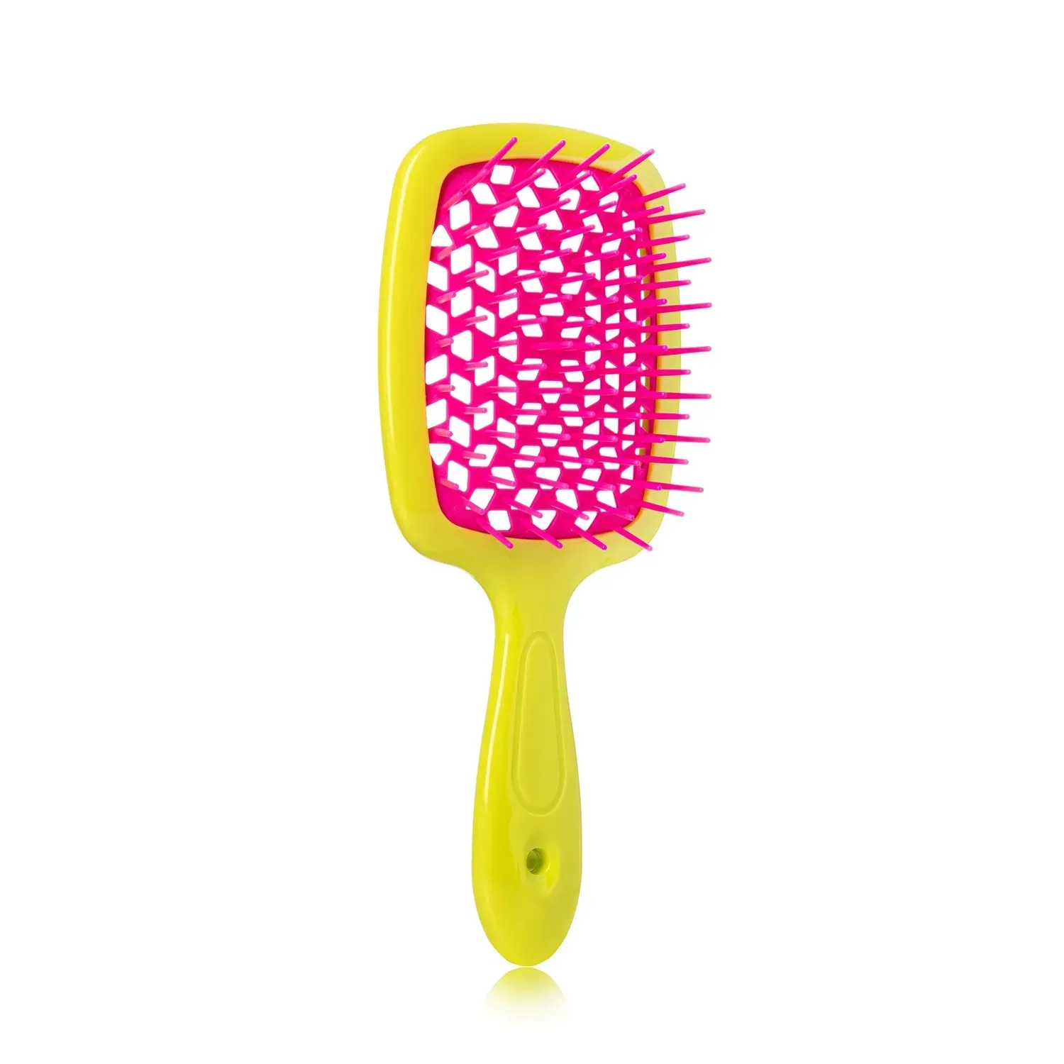 Щітка Hollow Comb Superbrush Plus Yellow-Pink, вигляд зубців і перфорованої основи